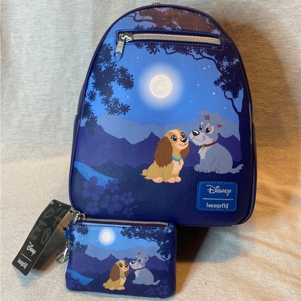 NWT Loungefly Disney's Lady & The Tramp Backpack & Wallet